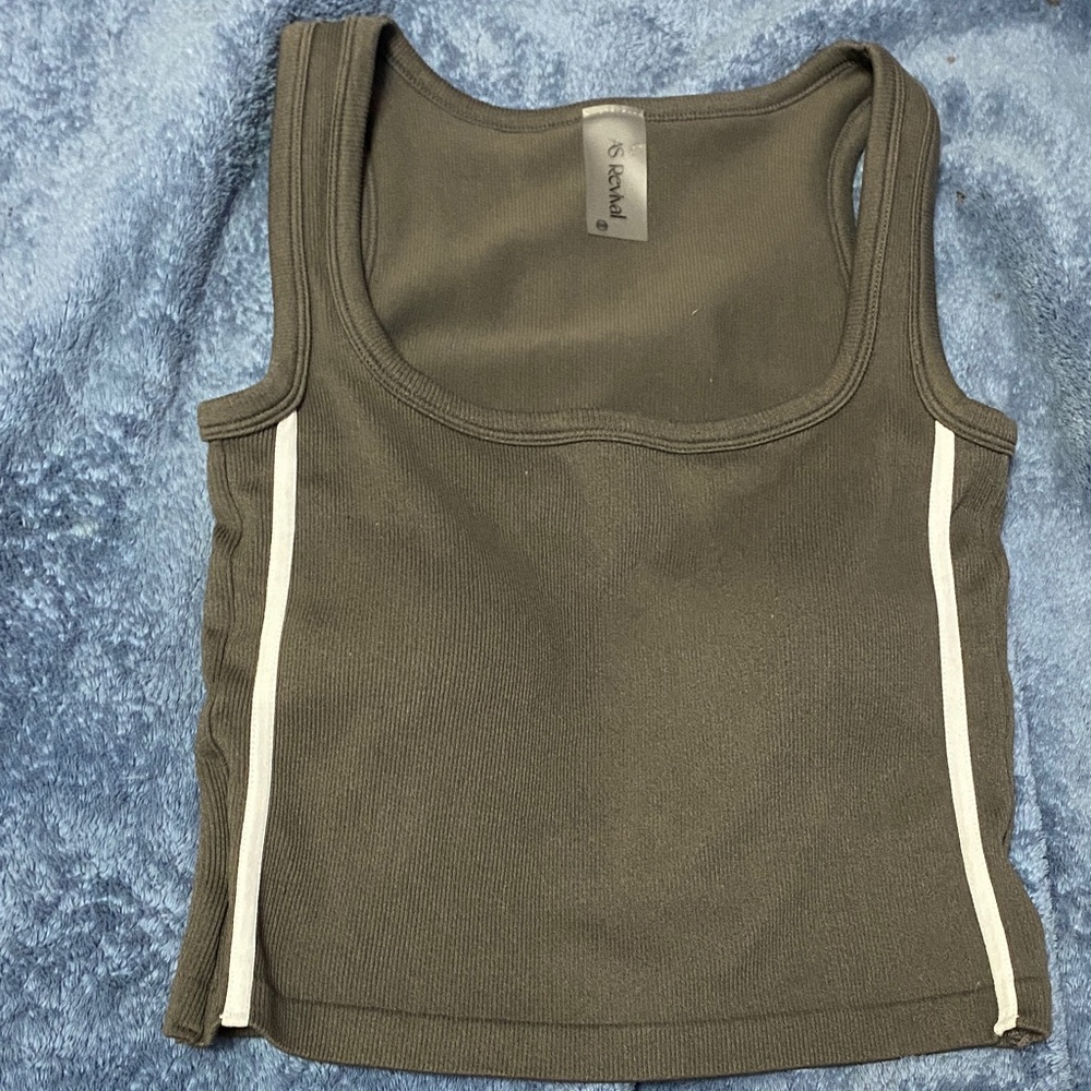 Forever 21 Charcoal Tank Top with White Stripes